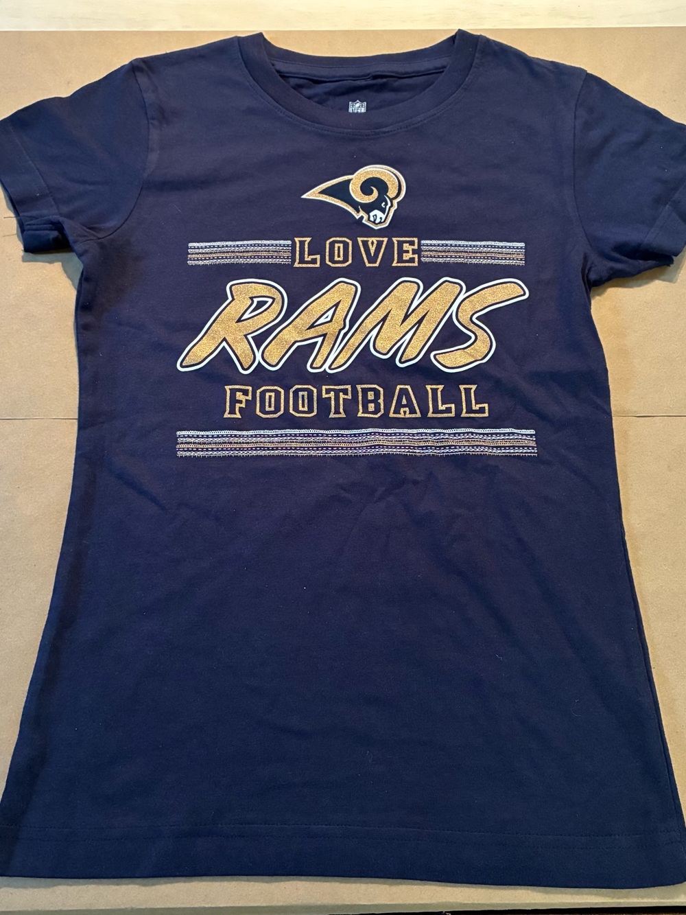 LA Rams NFL Girls Tee Size Large Navy Blue 100% Cotton